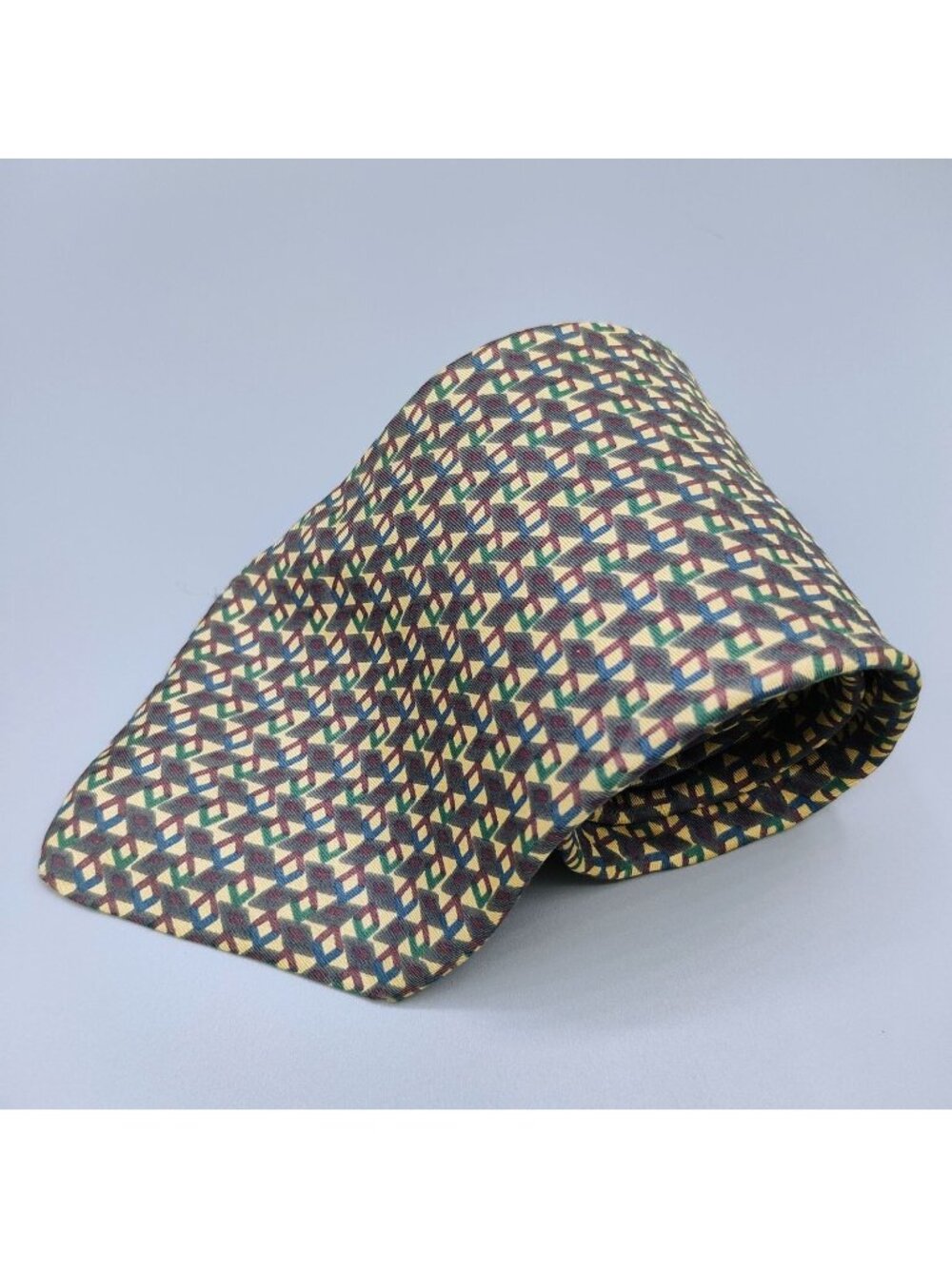 Vintage Blair Made in USA Italian Fabric Geometric Pattern 100% Silk Necktie